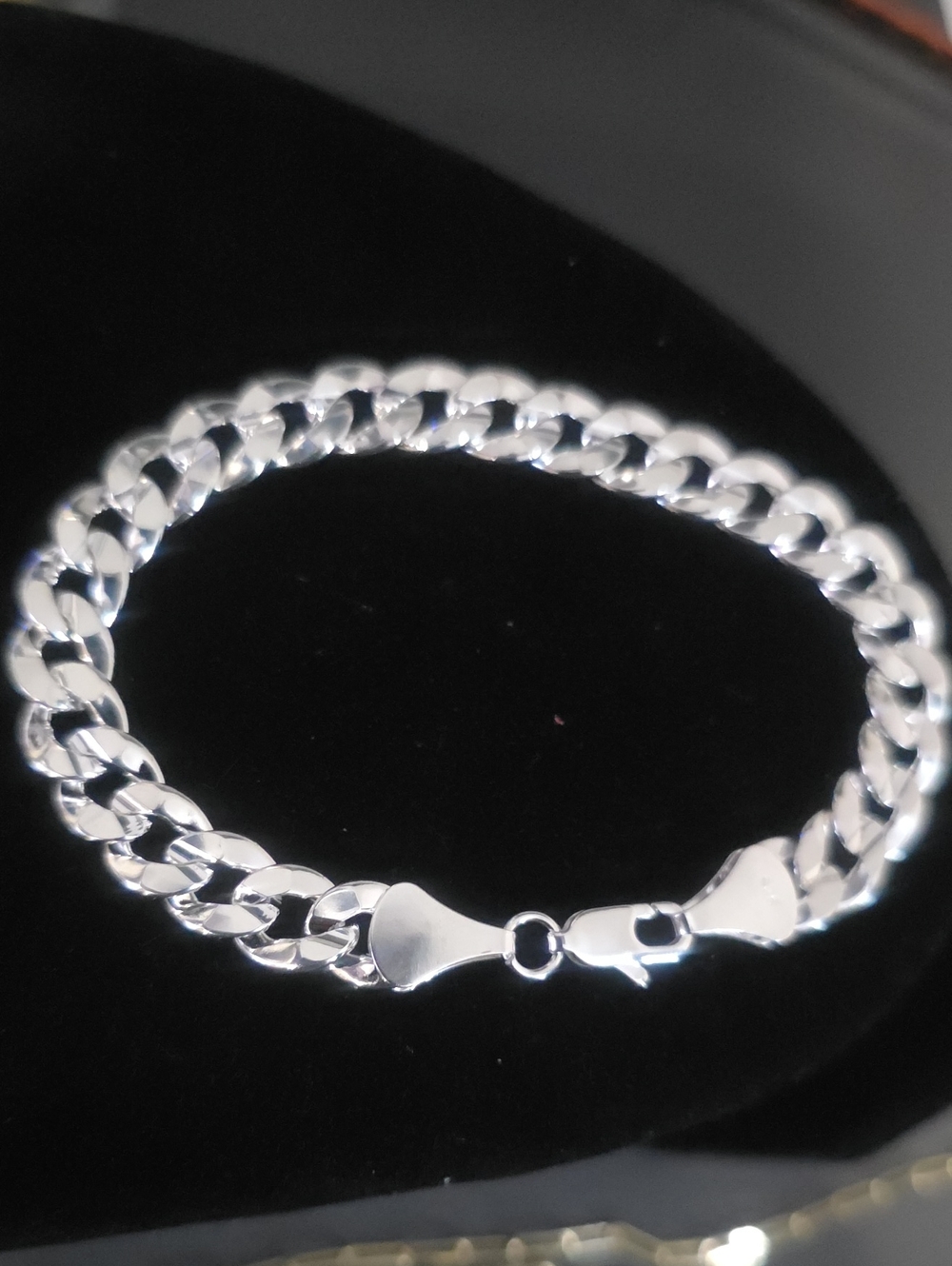 New 8.5inch Silver Filled Cuban Link Bracelet